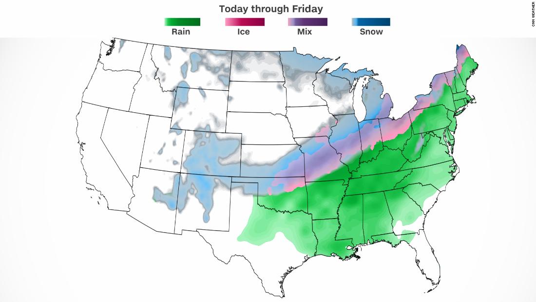 From tornadoes to ice, here are the conditions expected in today's sprawling storm