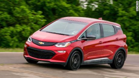 Michelin is developing airless tires for passenger cars. The tires, called Uptis, are being tested on GM cars, like the Chevrolet Bolt EV shown here.
