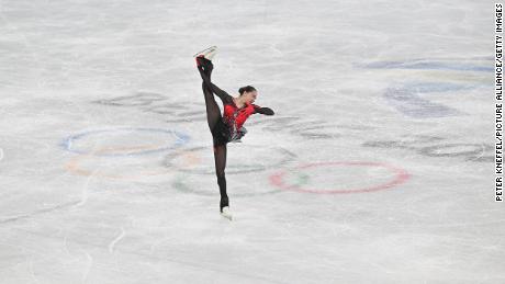 Kamila Valyeva of the Russian Olympic Committee in action Thursday night at Beijing&#39;s Capital Indoor Stadium. 