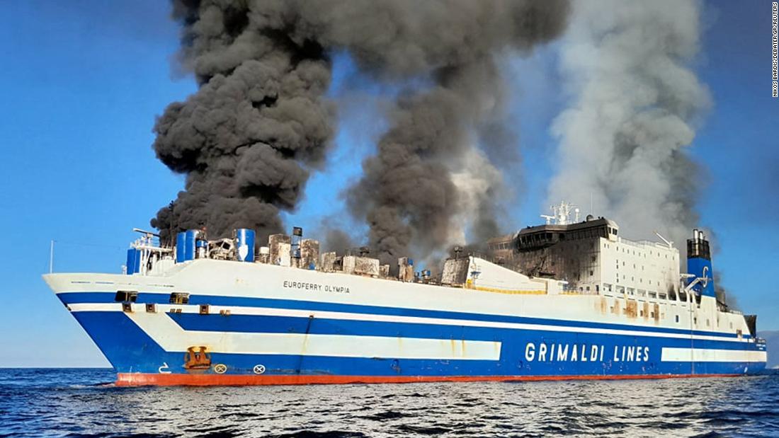 Two passengers trapped and 11 missing in Greece ferry fire