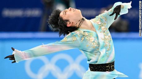 Japanese figure skater Yuzuru Hanyu competes at the Beijing 2022 Winter Olympic Games on February 10.