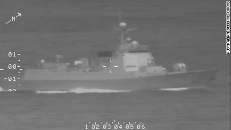 An image provided by the Australian military shows a Chinese warship allegedly involved in last week&#39;s laser incident in seas north of Australia.