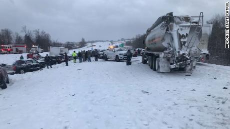 Several people were injured Friday &quot;in numerous multi-vehicle crashes during severe winter driving conditions&quot; in Marathon County, Wisconsin, according to a series of tweets from Wisconsin State Patrol.