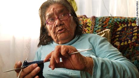 Cristina Calderon is seen aged 91 at her home in Ukika village, Puerto Williams, Chile in May 2019. 