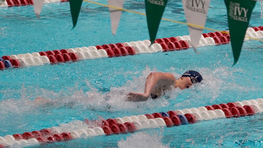 Thomas swims in a qualifying heat of the 100-yard freestyle at the Ivy League Women&#39;s Swimming and Diving Championships on Saturday.