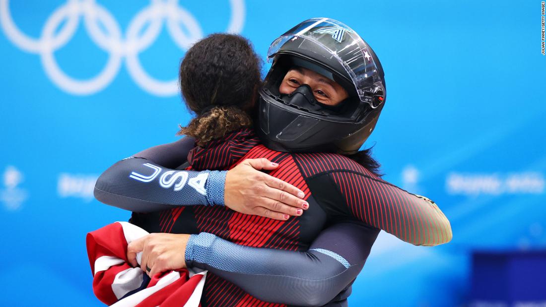 Americans Elana Meyers Taylor and Sylvia Hoffman celebrate after winning bronze in the two-woman bobsled event on February 19. It was Meyers Taylor&#39;s fifth Olympic medal, making her &lt;a href=&quot;https://www.cnn.com/2022/02/19/sport/elana-meyers-taylor-most-decorated-black-athlete-winter-olympics-history-spt-intl/index.html&quot; target=&quot;_blank&quot;&gt;the most decorated Black athlete in Winter Olympics history.&lt;/a&gt;