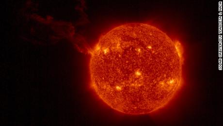 The Full Sun Imager onboard the ESA / NASA Solar Orbiter spacecraft captured a giant solar eruption on February 15.