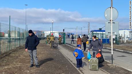 35-year-old Irina and her 5-year-old son Danil crossed the border into Russia on Sunday morning.