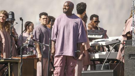 Kanye West performs Sunday Service during the 2019 Coachella Valley Music and Arts Festival in Indio, California, on April 21, 2019.