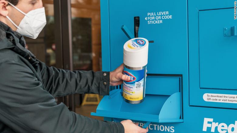 Customers can return empty containers to dedicated bins at participating Fred Meyer locations.