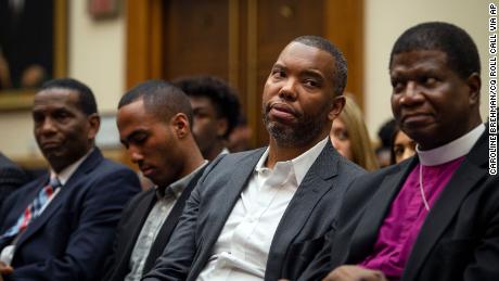 Author Ta-Nehisi Coates waits to testify about reparations for the descendants of enslaved Americans during a hearing in 2019.