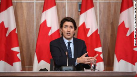 Canadian Prime Minister Justin Trudeau speaks at a news conference in Ottawa on Wednesday.