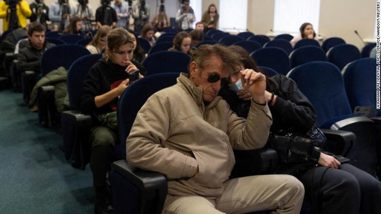 Sean Penn attended a press briefing at the Presidential Office in Kyiv, Ukraine on February 24. He&#39;s in the country making a documentary, according to Variety. 