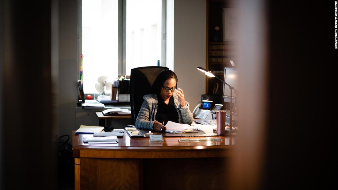 Jackson works in her office in Washington, DC, in January 2022. 