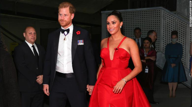 The Sussexes attend the 2021 Salute To Freedom Gala at Intrepid Sea-Air-Space Museum on in New York City on November 10, 2021.