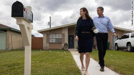 Beto O&#39;Rourke, Texas Democratic gubernatorial candidate, and his wife Amy O&#39;Rourke canvass a neighborhood in Brownsville, Texas, on Saturday, February 19. 