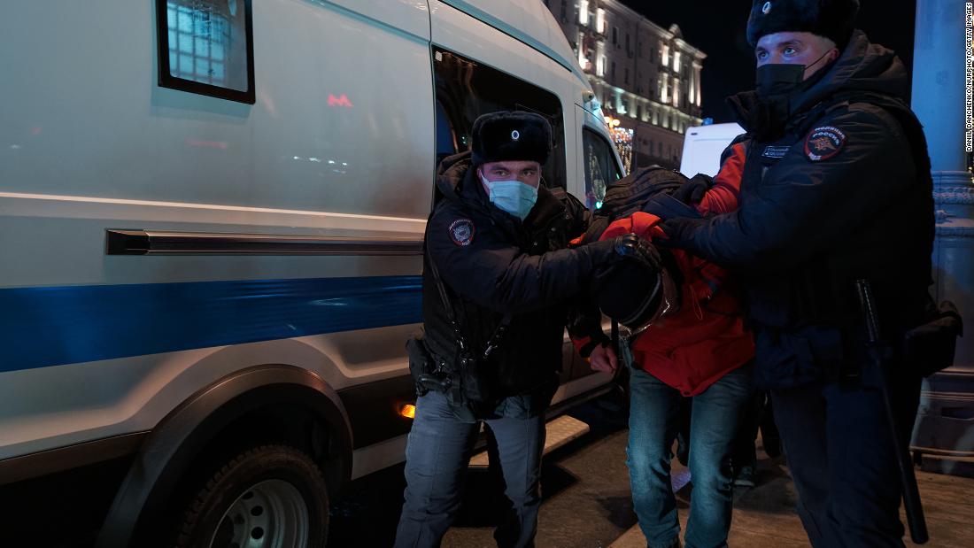 A demonstrator against the invasion is led away by police in Moscow on February 24. Hundreds of protesters in Russia &lt;a href=&quot;https://www.cnn.com/europe/live-news/ukraine-russia-news-02-26-22/h_47259230fa3e94fee0c12d5703f4ade9&quot; target=&quot;_blank&quot;&gt;have been detained in anti-war protests,&lt;/a&gt; independent protest monitoring site OVD-Info said. Russia&#39;s Investigative Committee warned that participation in any anti-war protest was illegal. It also said that offenses could be entered on participants&#39; criminal records which would &quot;leave a mark on the person&#39;s future.&quot;