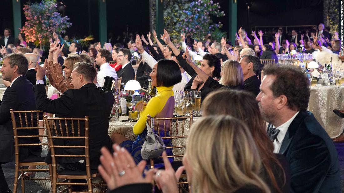 The audience does the sign for &quot;I love you&quot; to the cast of &quot;CODA&quot; after it won the SAG award for outstanding performance by a cast in a motion picture. The film is about a teenager raised by deaf parents; &quot;CODA&quot; stands for child of deaf adults.