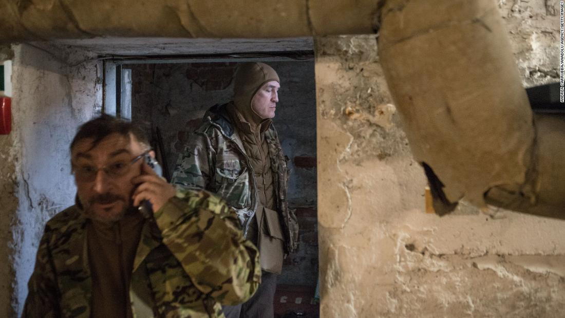 Ukrainian forces are seen inside a basement being used as a military base in Dnipro, Ukraine, on February 28.