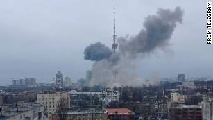 Video shows Russian military strike on TV tower near Kyiv