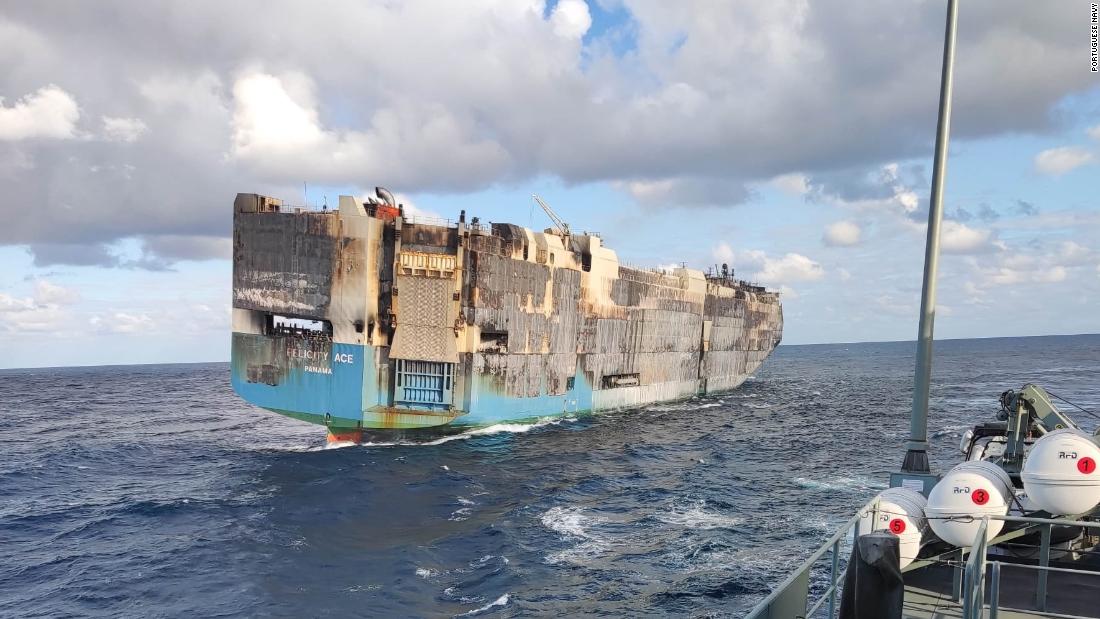 Burnt-out cargo ship carrying thousands of luxury cars sinks – CNN Video
