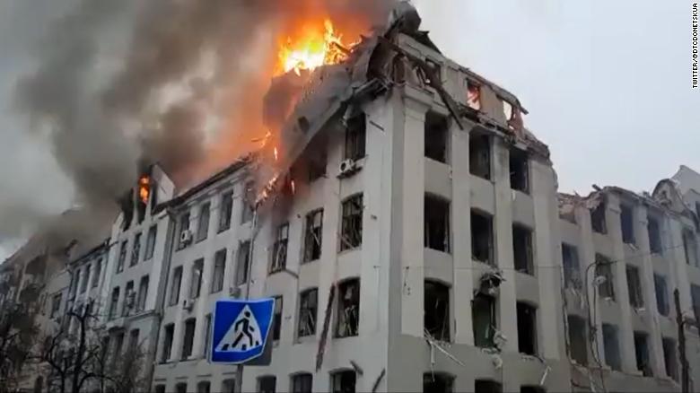 Video shows aftermath of Kharkiv missile strikes