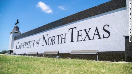 The entrance to the University of North Texas in Denton.