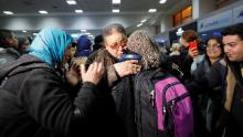 Tunisians who fled to Romania following Russia&#39;s invasion of Ukraine were photographed on March 2 hugging their relatives in tears as they arrived at the airport in the Tunisian capital of Tunis. 