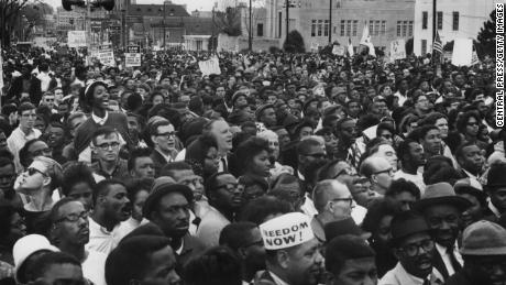 Civil rights protesters arrived in Montgomery, Alabama on March 29, 1965, after a march from Selma to seek expanded voting rights.