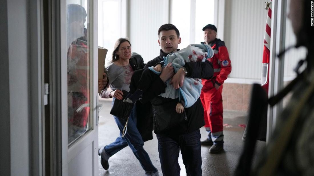 Marina Yatsko runs behind her boyfriend, Fedor, as they arrive at the hospital with her &lt;a href=&quot;https://www.cnn.com/europe/live-news/ukraine-russia-putin-news-03-05-22/h_c7b21aabcd03d680d3467e41057b5a86&quot; target=&quot;_blank&quot;&gt;18-month-old son, Kirill,&lt;/a&gt; who was wounded by shelling in Mariupol on March 4. Medical workers frantically tried to save the boy&#39;s life, but he didn&#39;t survive.