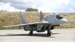 MALBORK, POLAND - AUGUST 27: A view of MIG-29 of Polish Air Forces at 22nd Air Base Command in Malbork, Poland on August 27, 2021. (Photo by Cuneyt Karadag/Anadolu Agency via Getty Images)