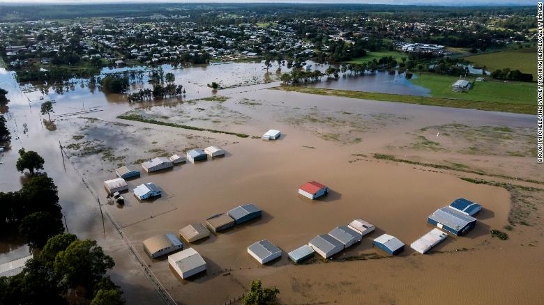 The rising Clarence River floods the town of Grafton in northern New South Wales, on March 1, 2022.