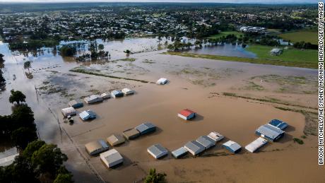 The rising Clarence River floods the town of Grafton in northern New South Wales, on March 1, 2022.