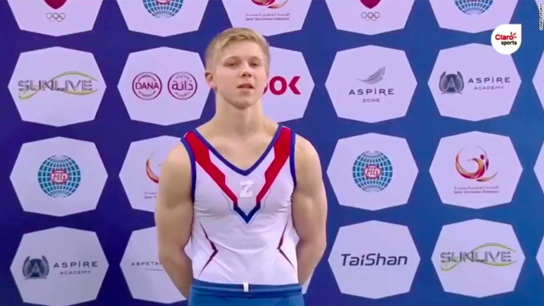 Russian gymnast banned for one year after wearing pro-war symbol on podium