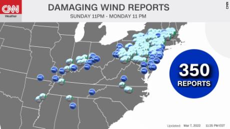 More than 65 million in the Northeast were under wind advisories Tuesday morning.