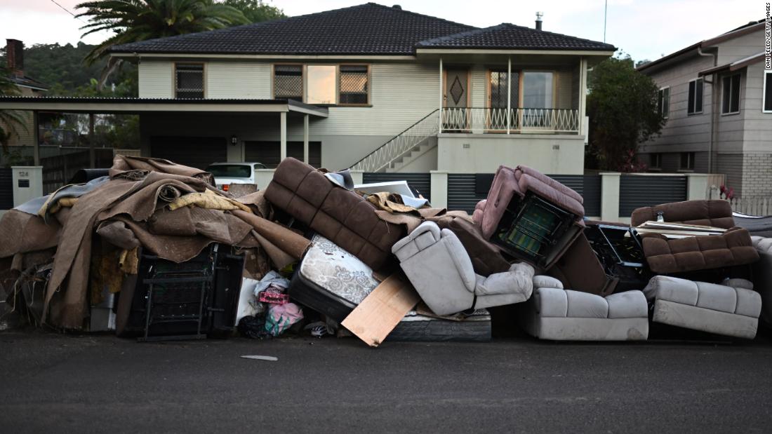 Discarded furniture sits outside in Lismore on March 2.