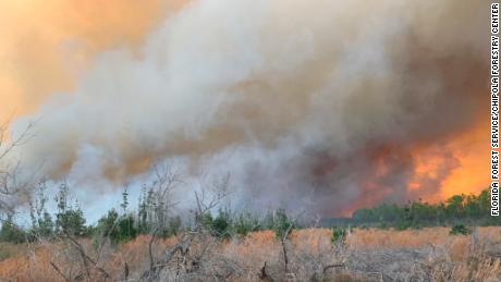 The Bertha Swamp Road Fire in the Florida Panhandle has swelled to more than 33,000 acres.