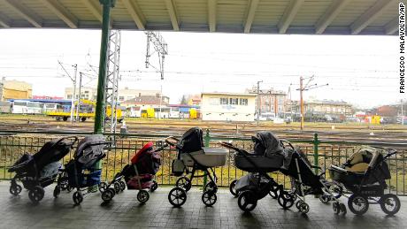 Strangers are leaving strollers, car seats, winter coats and toys at the Polish border for Ukrainian refugees
