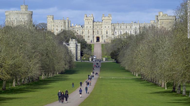 People on the Long Walk outside Windsor Castle