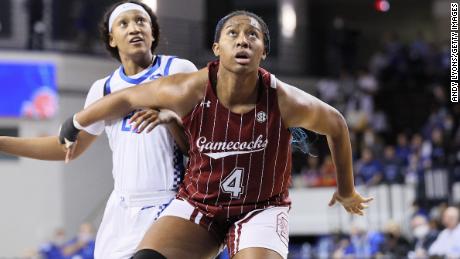 Aliyah Boston #4 of the South Carolina Gamecocks against the Kentucky Wildcats at Rupp Arena on February 10, 2022 in Lexington, Kentucky.