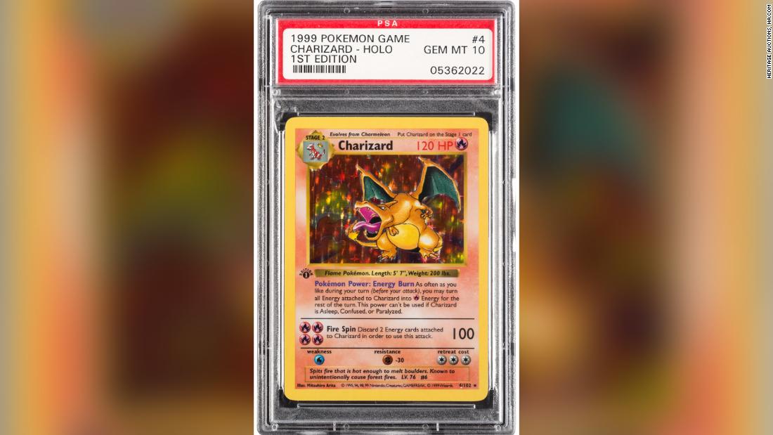 La carta rara de Pokémon Charizard se vende por $ 336,000