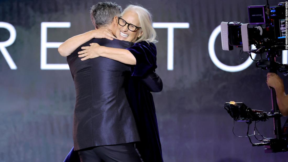 Taika Waititi presents Jane Campion with the Critics&#39; Choice Award for best director on Sunday, March 13. She directed &quot;The Power of the Dog,&quot; which also won best picture.