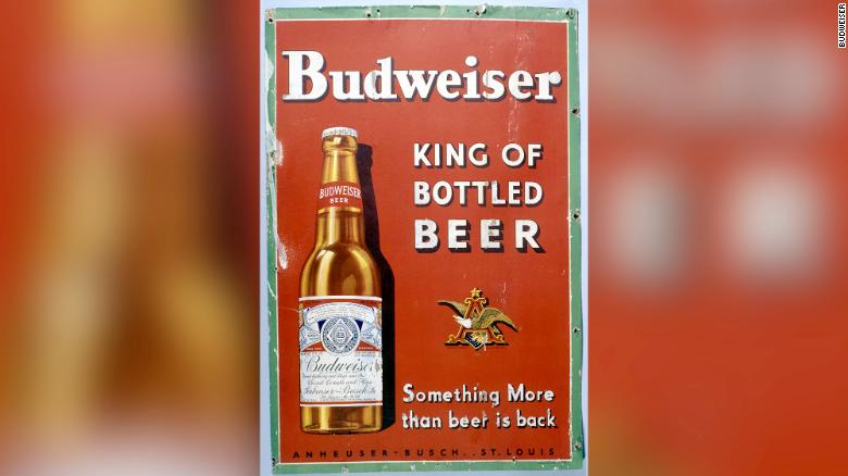 A &quot;King of Bottled Beer&quot; cardboard sign from the 1930s.