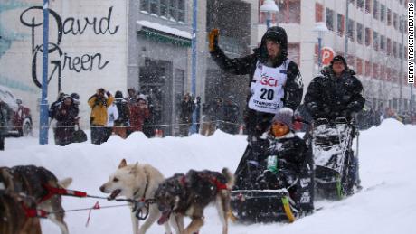 Dallas Seavey at the ceremonial start of the 50th Iditarod Trail Sled Dog Race in Anchorage, Alaska, U.S. March 5, 2022.  