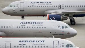 Aeroflot Russian Airlines Airbus A320 civil jet aircrafts at Moscow-Sheremetyevo International Airport in Moscow, Russia, in August 2021..