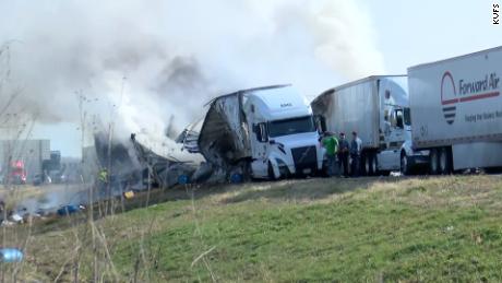 A pileup on Interstate 57 in Missouri left six people dead on Thursday, March 17, 2022. 