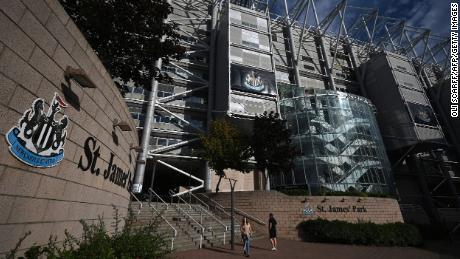 The exterior of Newcastle United&#39;s St James&#39; Park stadium in Newcastle upon Tyne in northeast England on October 8, 2021.