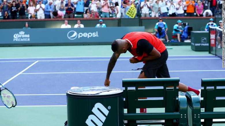 ‘It was a complete accident’: Nick Kyrgios apologizes after smashed racket almost hits ball boy