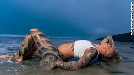 Taken by photographer Troy Conrad, this photo of Humphries appeared in Inked Magazine and featured on her Instagram account.