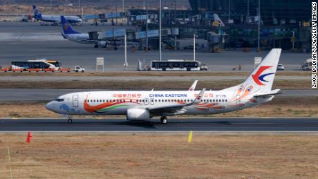 Tracking services FlightAware and Flightradar24 reported this plane is the China Eastern Airlines Boeing 737-800 aircraft that crashed Monday with 132 people on board. This is a file photo taken on a Chinese tarmac in February 2022. 